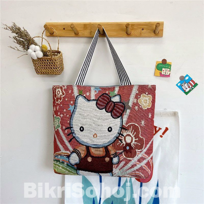 Cartoon Woven Tote Bag
